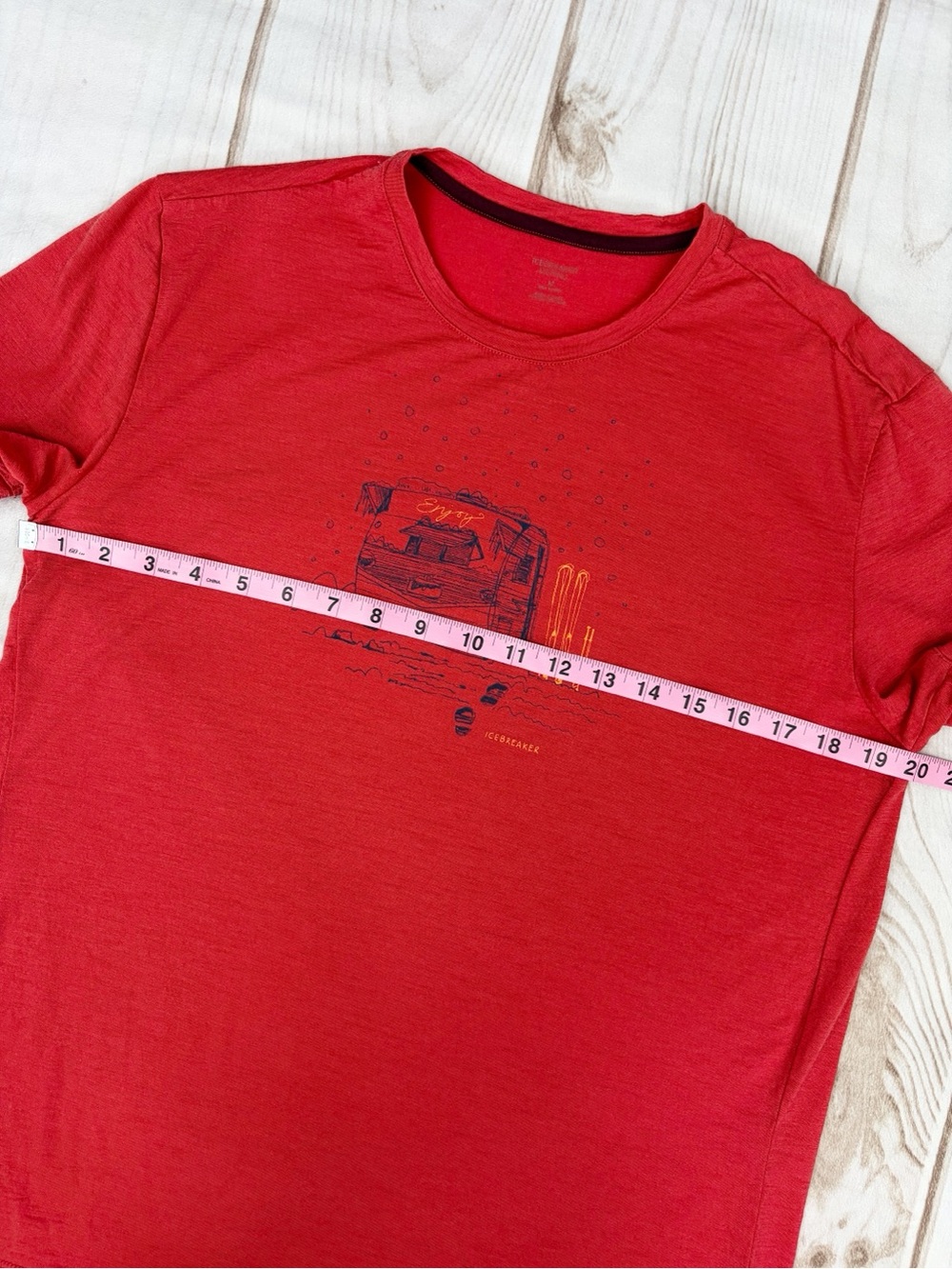 Icebreaker Merino 150 Tech Lite Short-Sleeve Graphic Tee Red Sz M - Picture 9 of 10